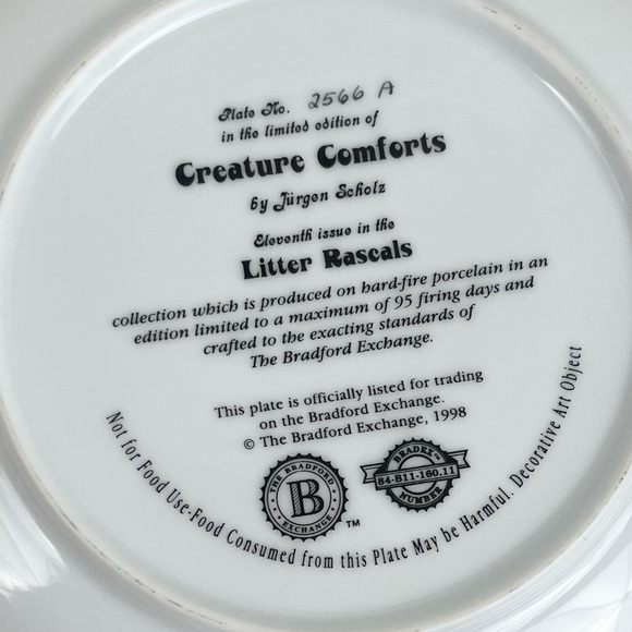 Vintage “Creature Comforts ” Litter Rascals Collectors Plate - Picture 2 of 7